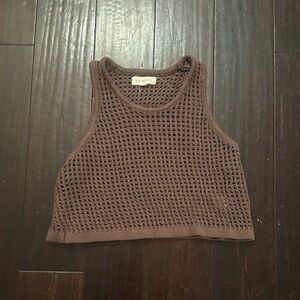 La Hearts Brown Knit Cropped Tank